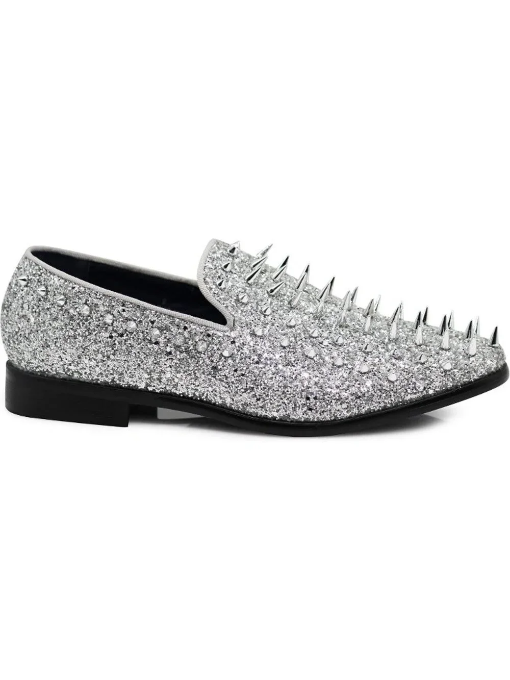 Enzo Romeo Men's Silver Rubber Sole Vintage Loafers Slip On Classic Tuxedo Shoes